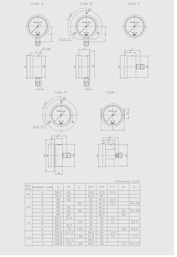 Thpng số kỹ thuật và cấu tạo của đồng hồ áp suất wise P254