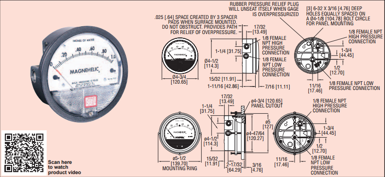 Thông số kỹ thuật của đồng hồ chênh áp Dwyer