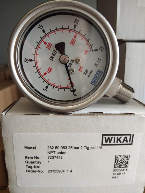 Đồng hồ áp suẩ wika 232.50 63mm, 25kg/cm2