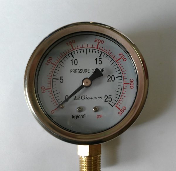 Đồng hồ đo áp suất có dầu 0-25kg/cm2