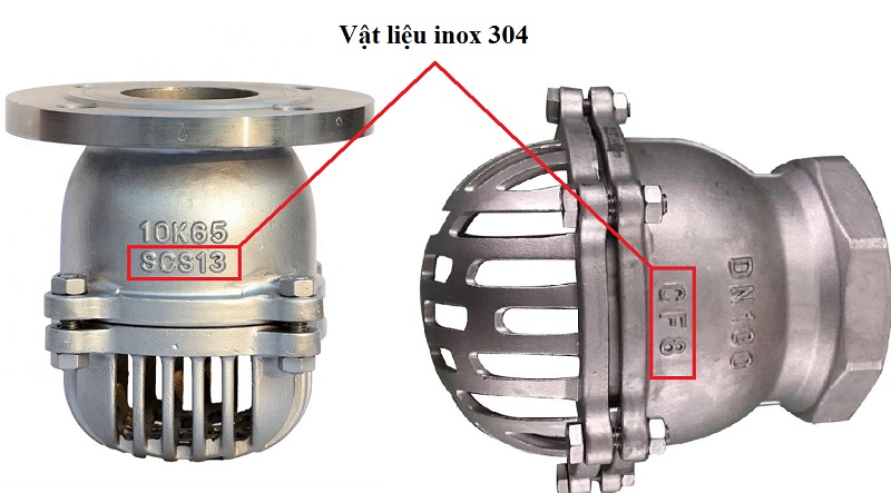 Cấu tạo rọ bơm inox kết nối ren DN15 - DN50.