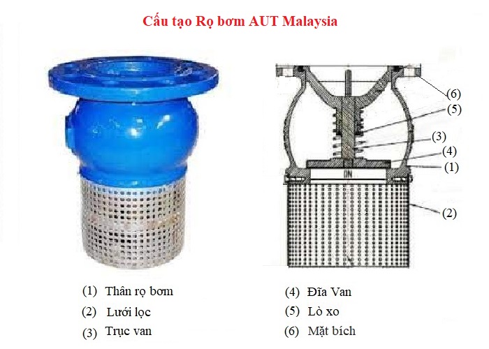 Cấu tạo Rọ hút AUT DN50 - DN300.