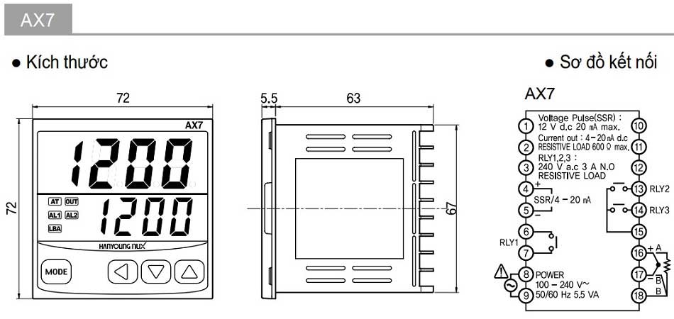 Bộ chuyển đổi nhiệt độ AX7 - 1A.