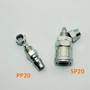 Đầu nối nhanh khí nén co dây SP20+PP20 (8 ly)