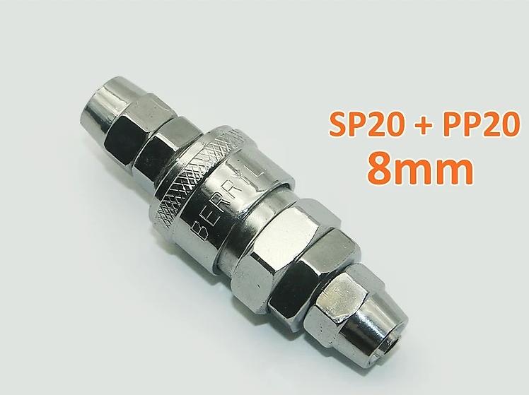 Đầu nối nhanh khí nén co dây SP20+PP20 (8 ly)