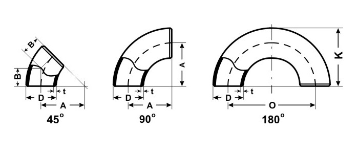 Cấu tạo chếch thép hàn DN80.