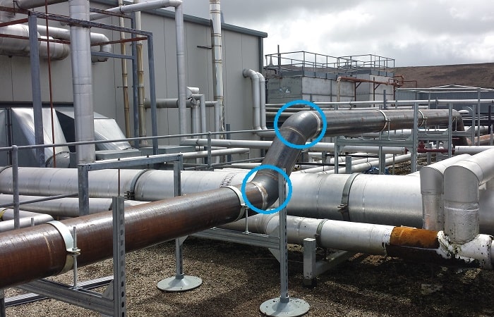 Ứng dụng chếch thép hàn DN100.