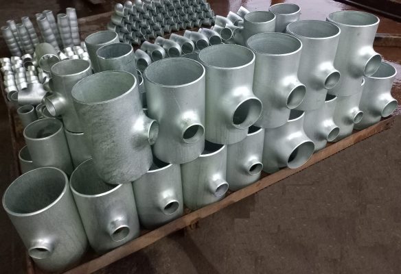 Tê thép hàn mạ kẽm DN100.